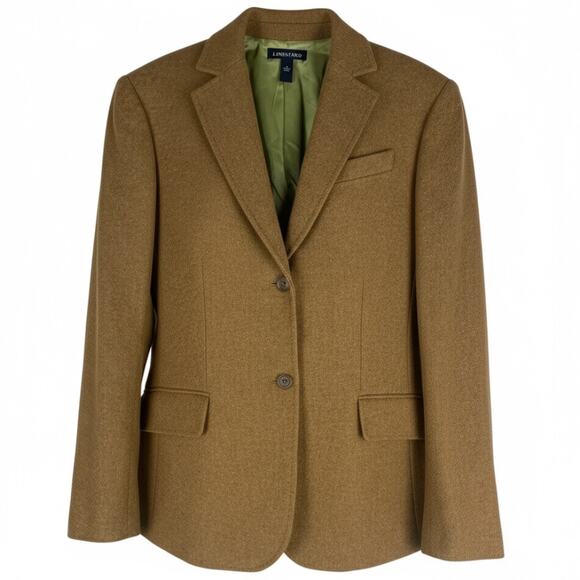 Lands' End Wool Mohair Blend 2 Button Blazer Jacket Camel Tan Size 12 - Picture 1 of 11